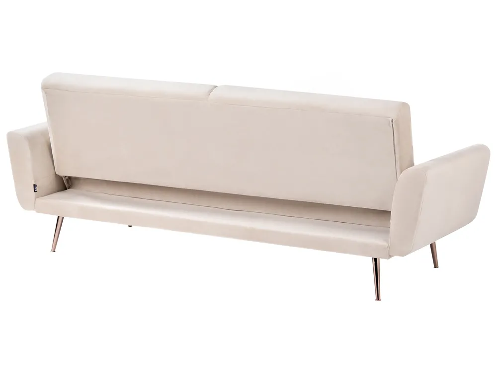 Sofa Bed 3 Seater EINA Velvet Light Beige_1057723