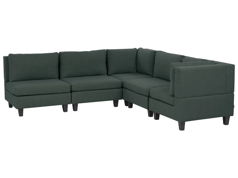 Modular Corner Sofa 5 Seater UNSTAD Fabric Dark Green Left Hand