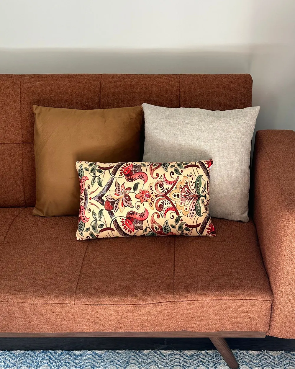 Set of 3 Decorative Cushions DYERA 30 x 50 cm 45 x 45 cm Cotton Multicolour Floral Pattern_1103784