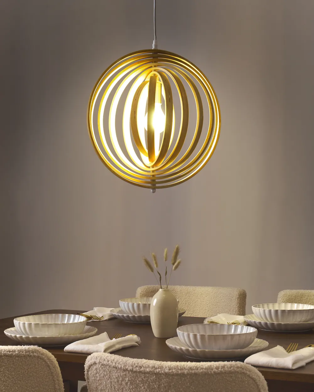 Pendant Lamp MURRELL Poplar Wood Light Brown