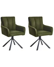 Set of 2 Dining Chairs Swivel SARDOAL Fabric Dark Green_945695