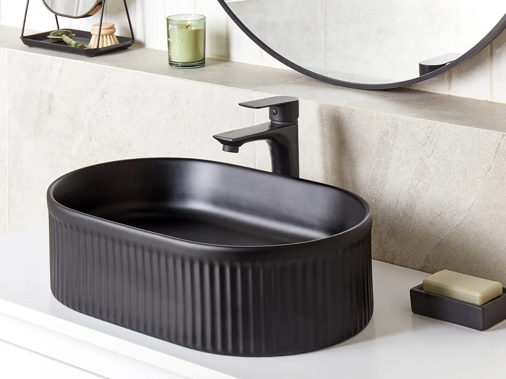 Countertop Basin GELDO 490 x 310 mm Ceramic Black