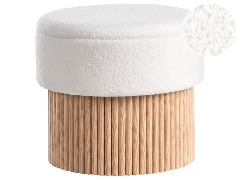 Storage Pouffe RICHEY Boucle Off-White