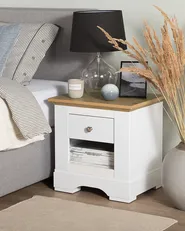 Sängbord med förvaringslåda WINGLAY Vit_754585