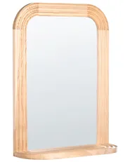 Wall Mirror with Shelf RISCLE 62 cm 85 cm Paulownia Wood Brown_1099890