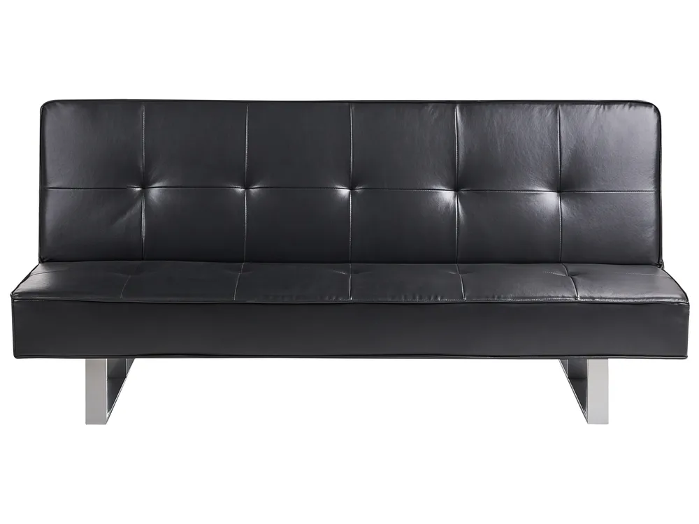 Sofa Bed 3 Seater DERBY Faux Leather Black