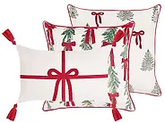 Set of 3 Decorative Cushions XAVIA 30 x 50 cm 45 x 45 cm White Christmas Motif_1164594