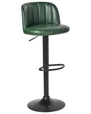 Set of 2 Bar Stools VLORE Swivel Faux Leather Dark Green_1011573