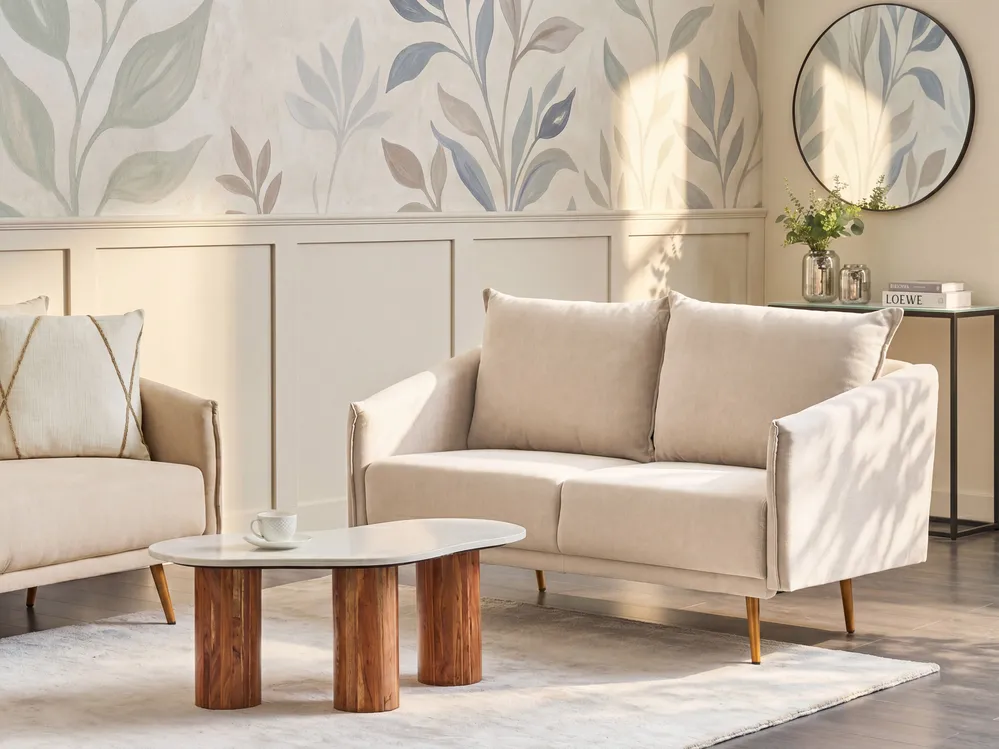 Sofa 2 Seater MAURA Velvet Beige