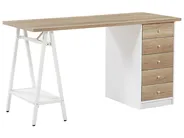 Home Office Desk HEBER 140 cm 60 cm with Drawers Brown/ White_772878