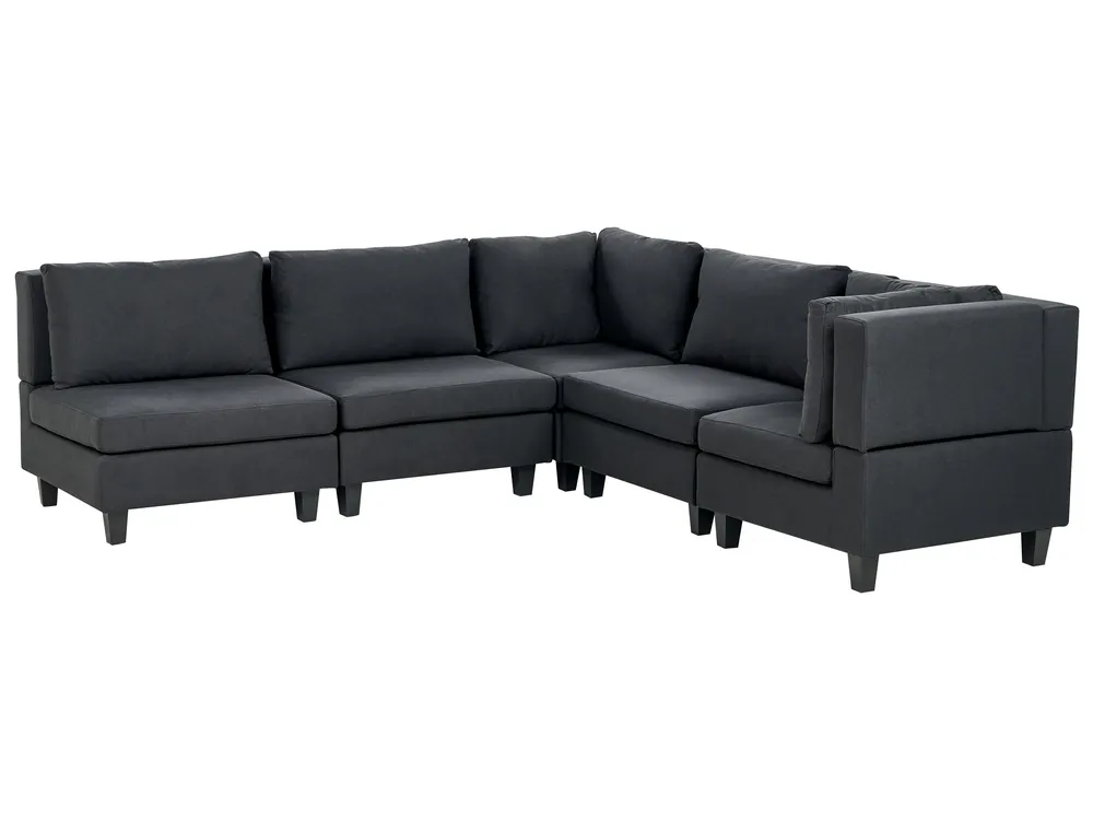 Modular Corner Sofa 5 Seater UNSTAD Fabric Black Left Hand