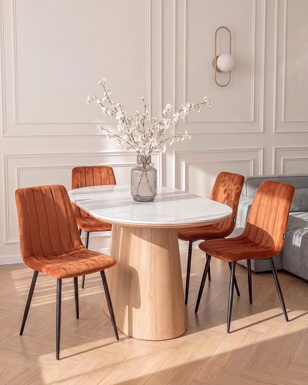 Set med 4 matstolar KALISPELL Sammet Orange