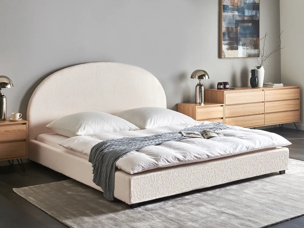 Bed Boucle VAUCLUSE 140 x 200 cm (EU Double) Off-White