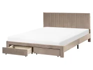 Bed with Storage Drawers LONZAC Velvet Taupe 160 x 200 cm (EU King Size)_1014842