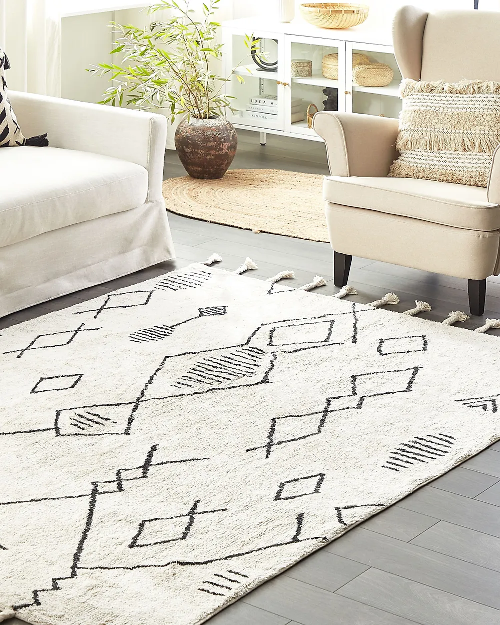 Rug KEBIR Off-White 140 x 200 cm Cotton_1178340