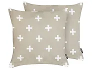 Koristetyynysetti 2 kpl VELLEIA 45 x 45 cm Puuvilla Ruskeanharmaa Geometrinen kuvio_1183944