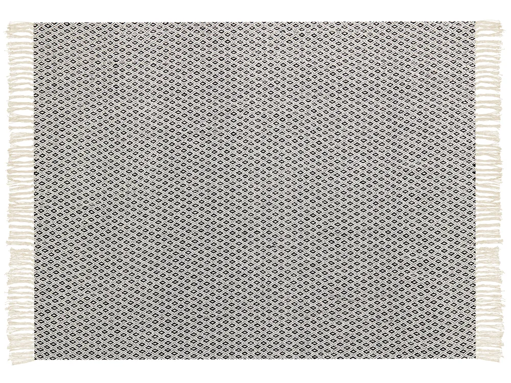 Pledd CHYAMA Bomull 125 x 150 cm Svart/beige_839763