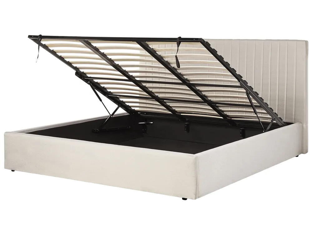 Ottoman Bed VION Fabric Light Beige 180 x 200 cm (EU Super King)