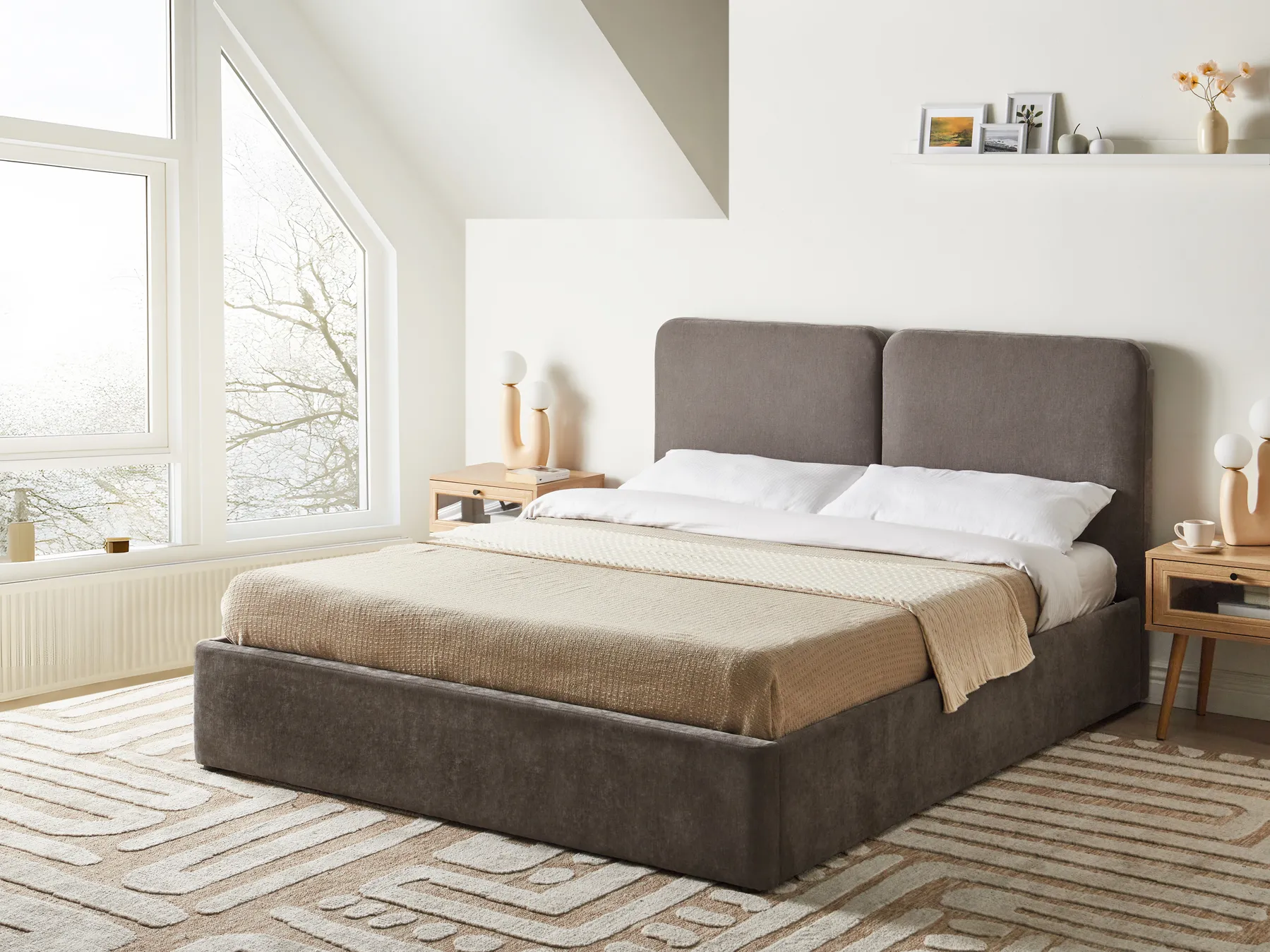 Ottoman Bed ARBOIS Chenille Taupe 160 x 200 cm (EU King Size)_1023119
