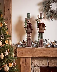 Set of 2 Figurines ALATORNIO 62/63 cm Bear Reindeer Brown_1156810