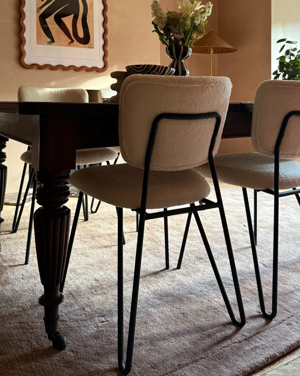 Set of 2 Dining Chairs NELKO Boucle Off-White_1035109