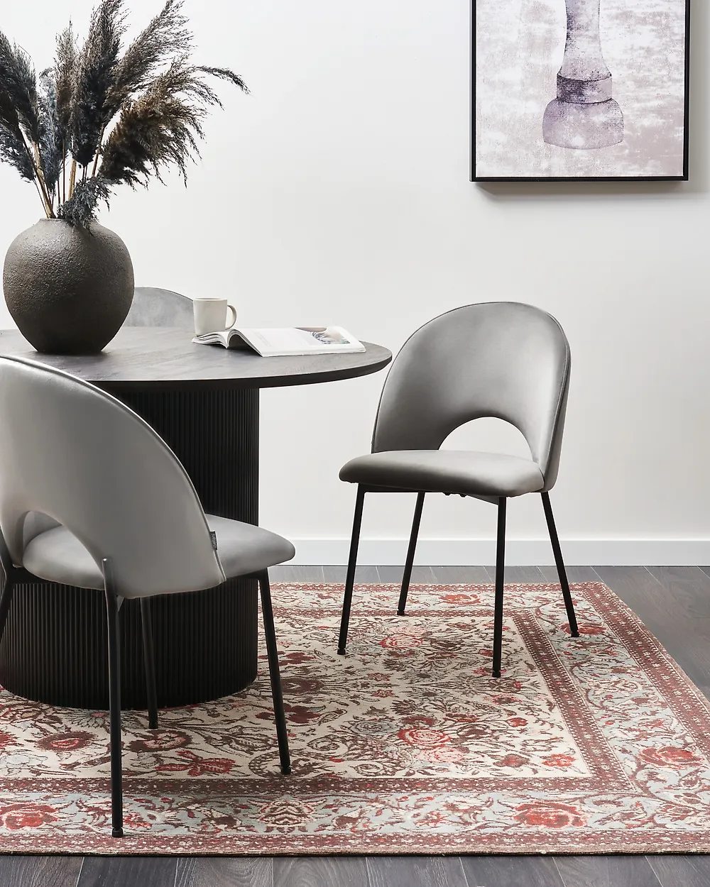 Set of 2 Dining Chairs COVELO Velvet Grey_1169895