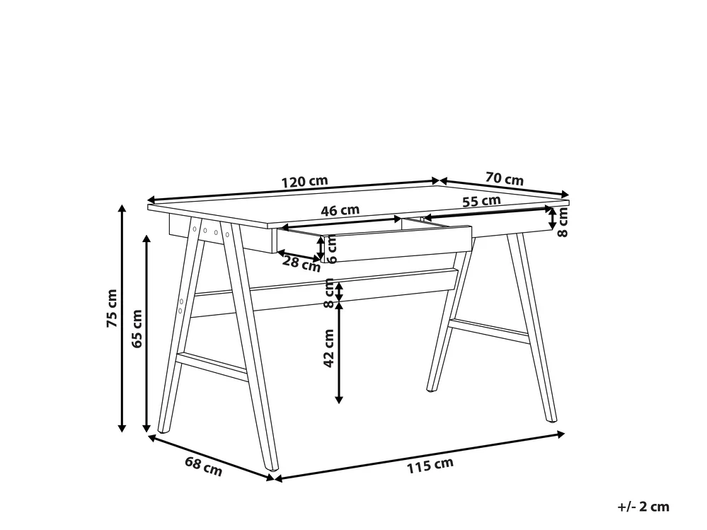 Skrivbord SHESLAY 120 cm 70 cm med lådor Mörkbrun_810339