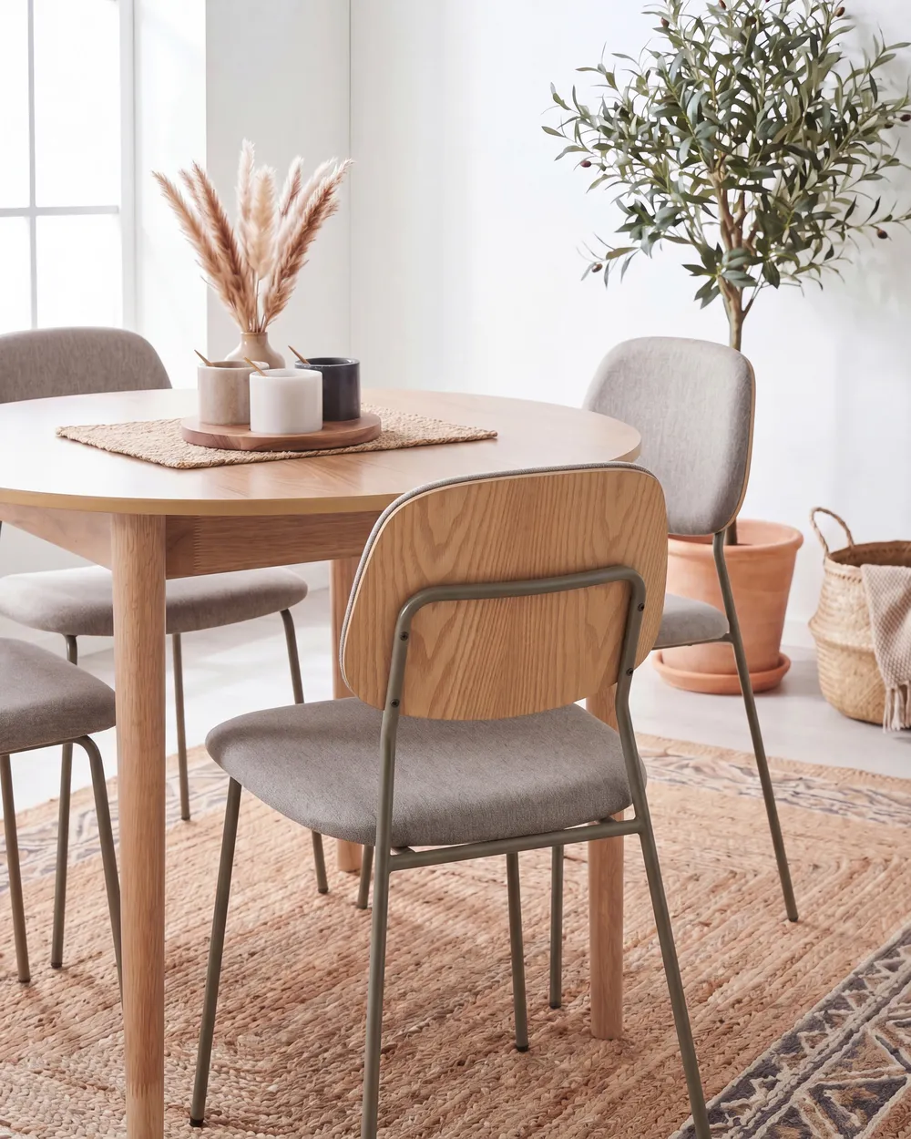 Set of 4 Dining Chairs RILEY Fabric Taupe