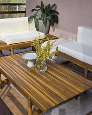 Garden Lounge Set with Table 2 Seater GIAVENO Acacia Wood Off-White_982785