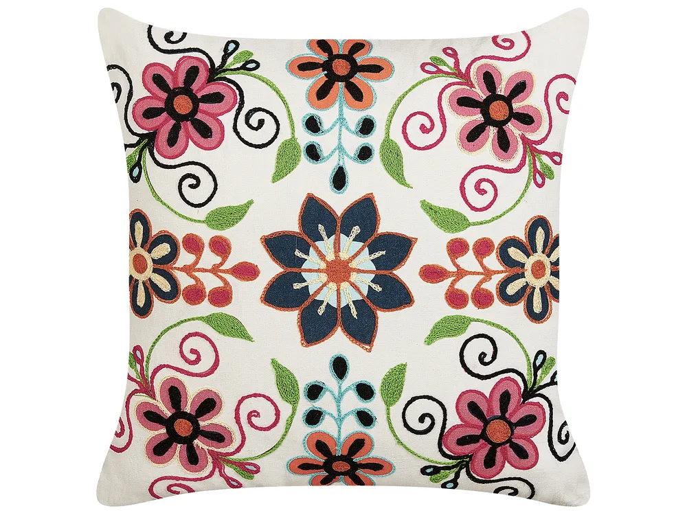 Throw Cushion BAHRAICH 50 x 50 cm Cotton Multicolour Floral Pattern