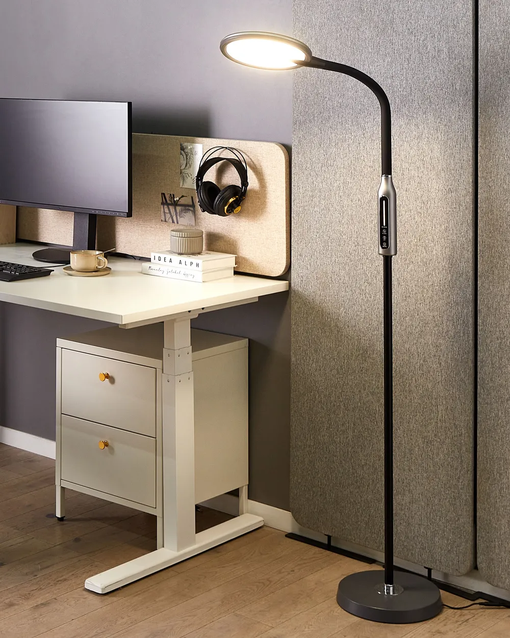 LED Floor Lamp CASSIOPEIA with Dimmer Metal Black