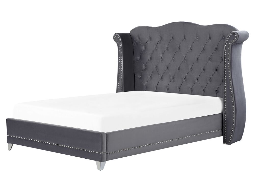 Bed Velvet AYETTE 160 x 200 cm (EU King Size) Grey