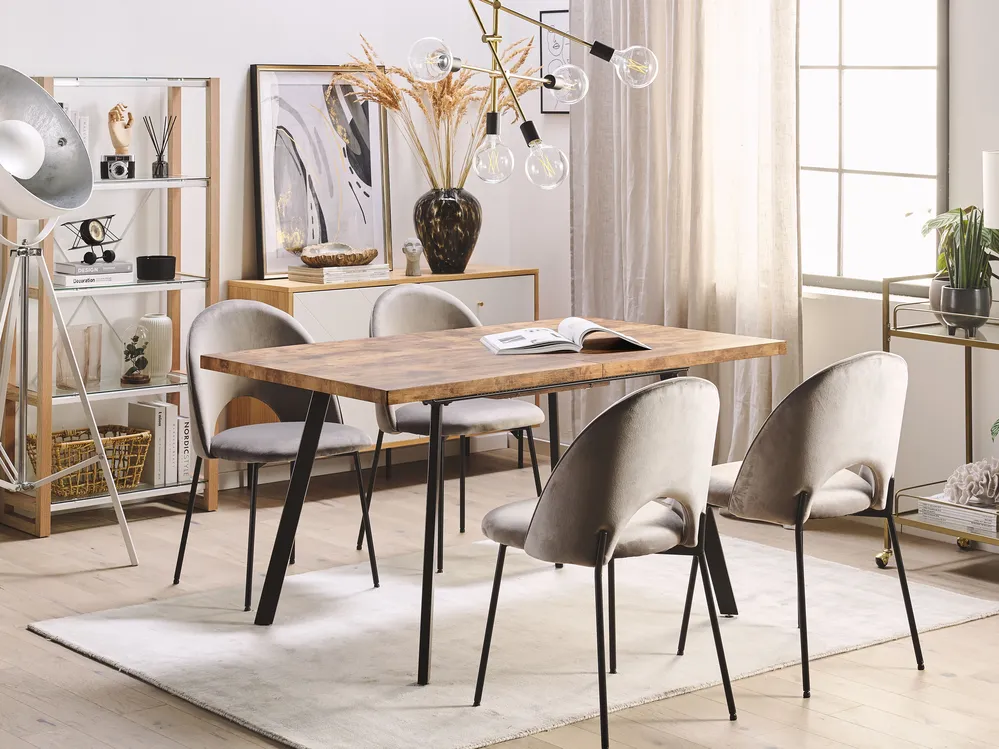 Extending Dining Table HARLOW Dark Brown 140/180 cm 90 cm_793864