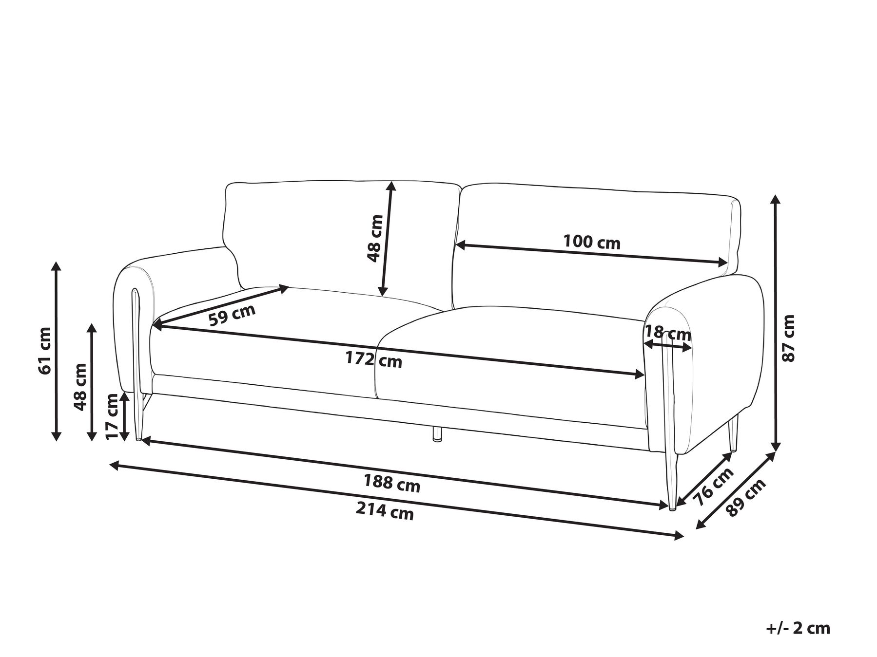 Sofa 3 Seater SKARO Chenille Beige_1156633