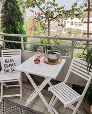 Bistro Set Folding FIJI Acacia Wood White_777398