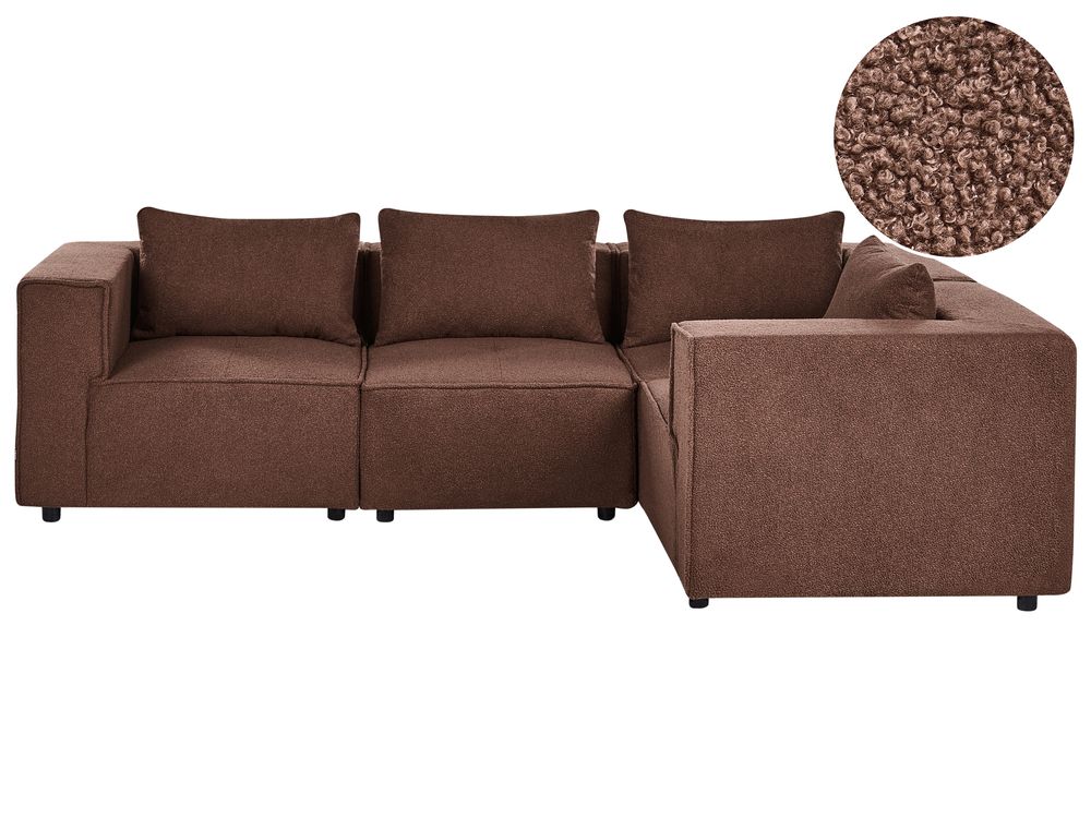 Modulär hörnsoffa 4-sits AXEBO Bouclé Brun Vänstervänd