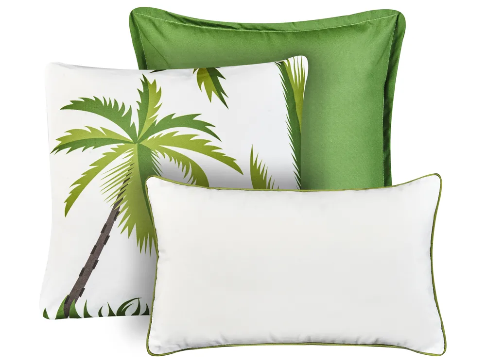 Set of 3 Outdoor Cushions SEASIDE Plant Pattern Green