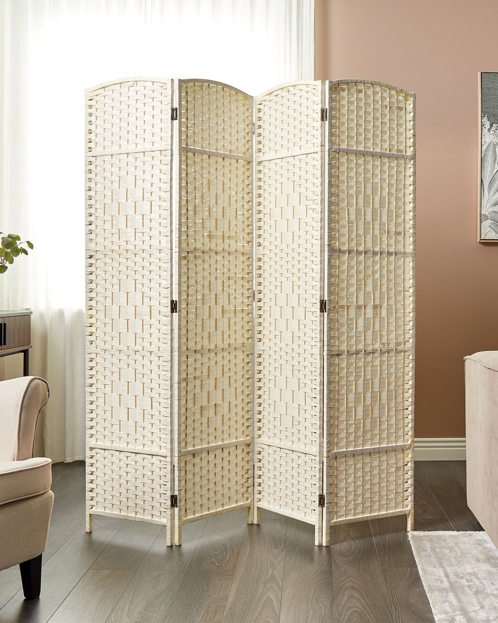Romdeler med 4 paneler LAPPAGO 163 cm 170 cm Lys beige