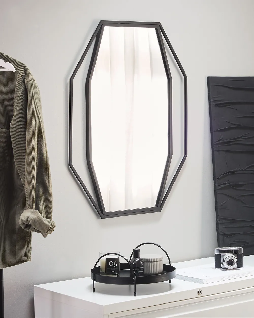 Wall Mirror NIRE 60 cm 80 cm Metal Graphite Grey