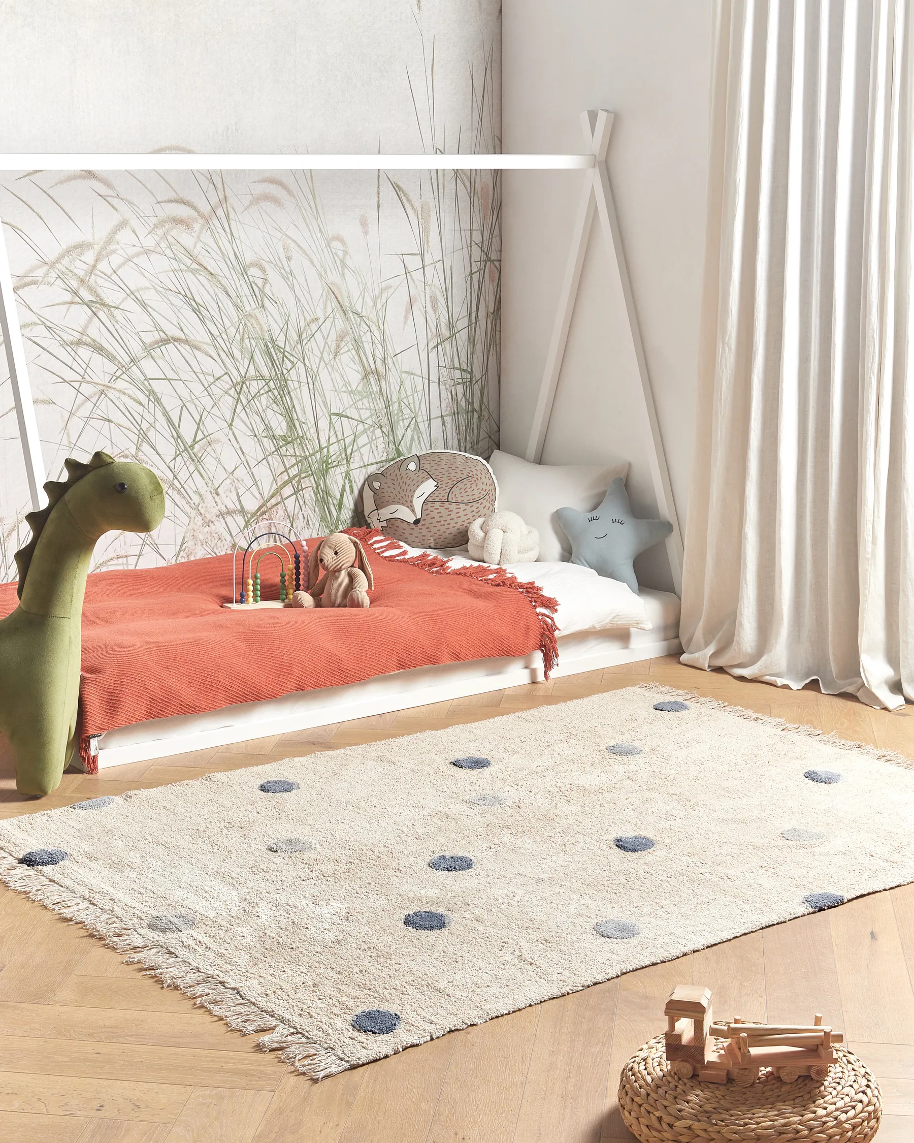 Kids Rug DARDERE Grey 140 x 200 cm Cotton_906595