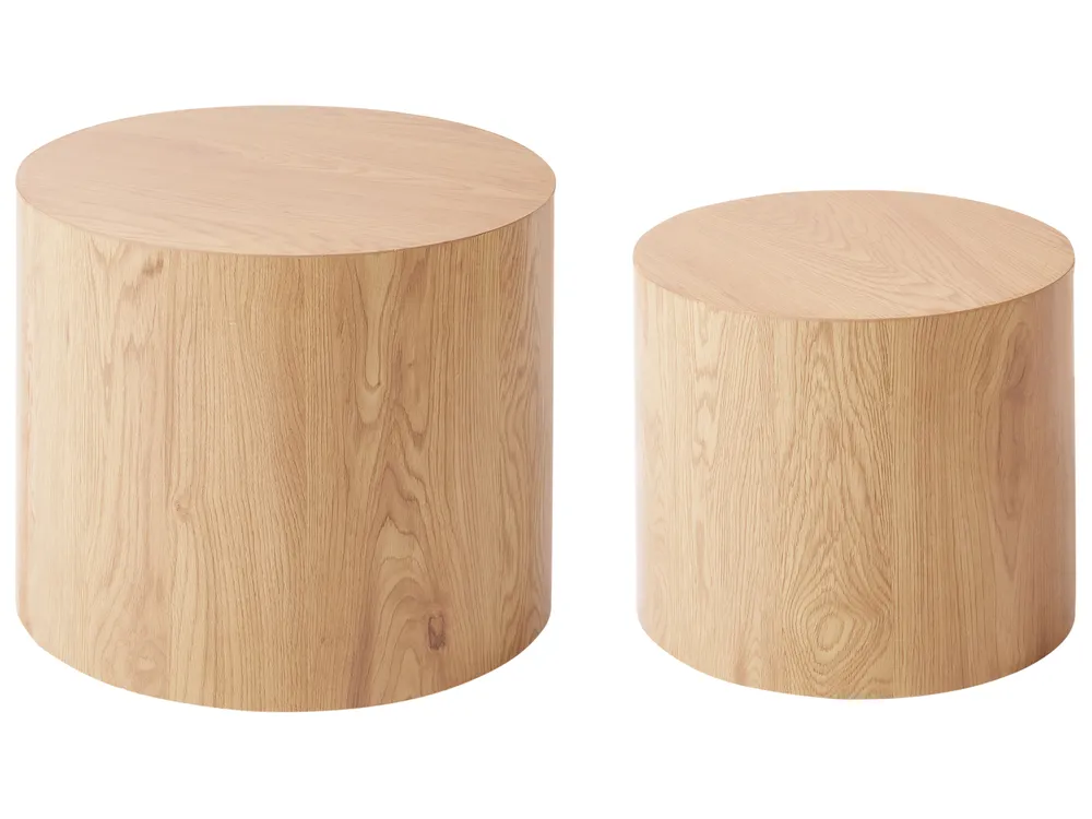 Set of 2 Coffee Tables MANTI Light Brown