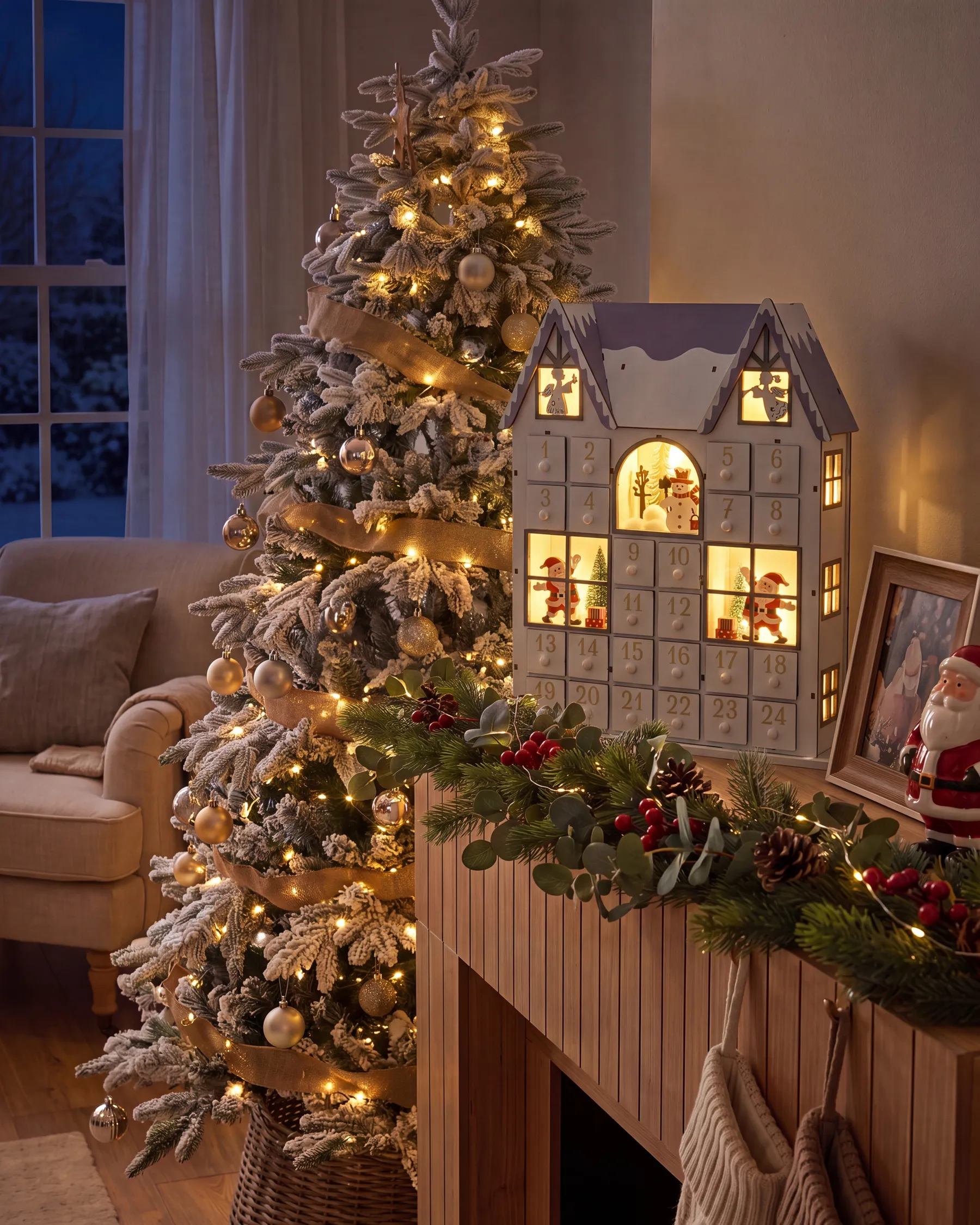 Julpynt LED FEMUND 40 cm Adventskalender Vit_1016856