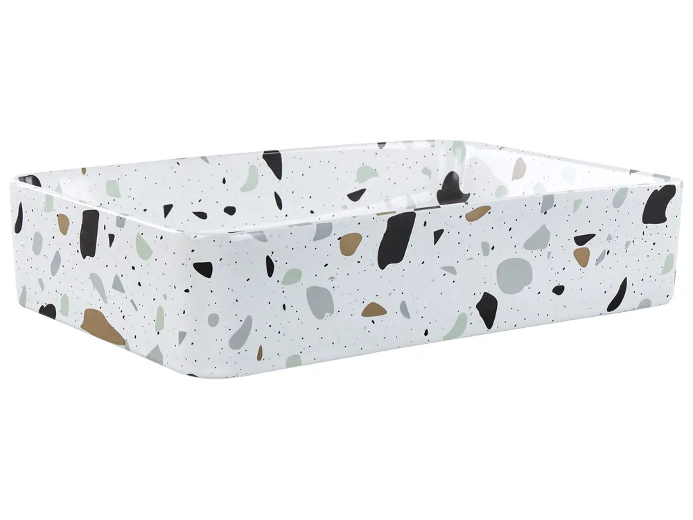 Countertop Basin NULES 510 x 340 mm Ceramic Terrazzo Effect White Terrazzo_922114