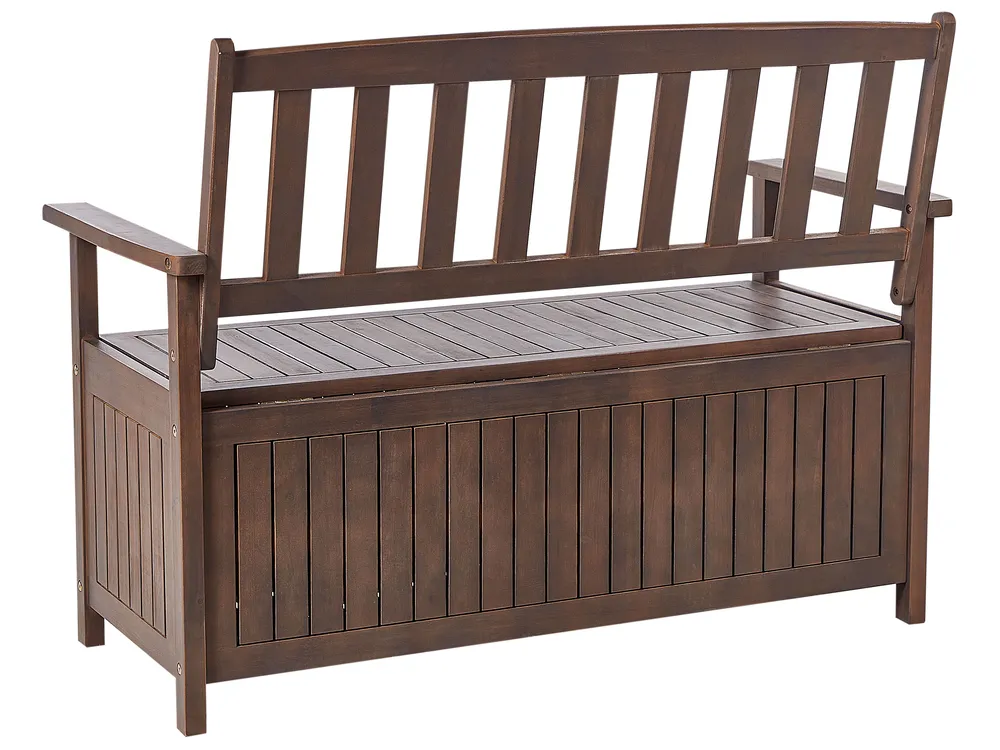 Garden Bench with Cushion SOVANA 120 cm with Storage Acacia Wood Red_882957