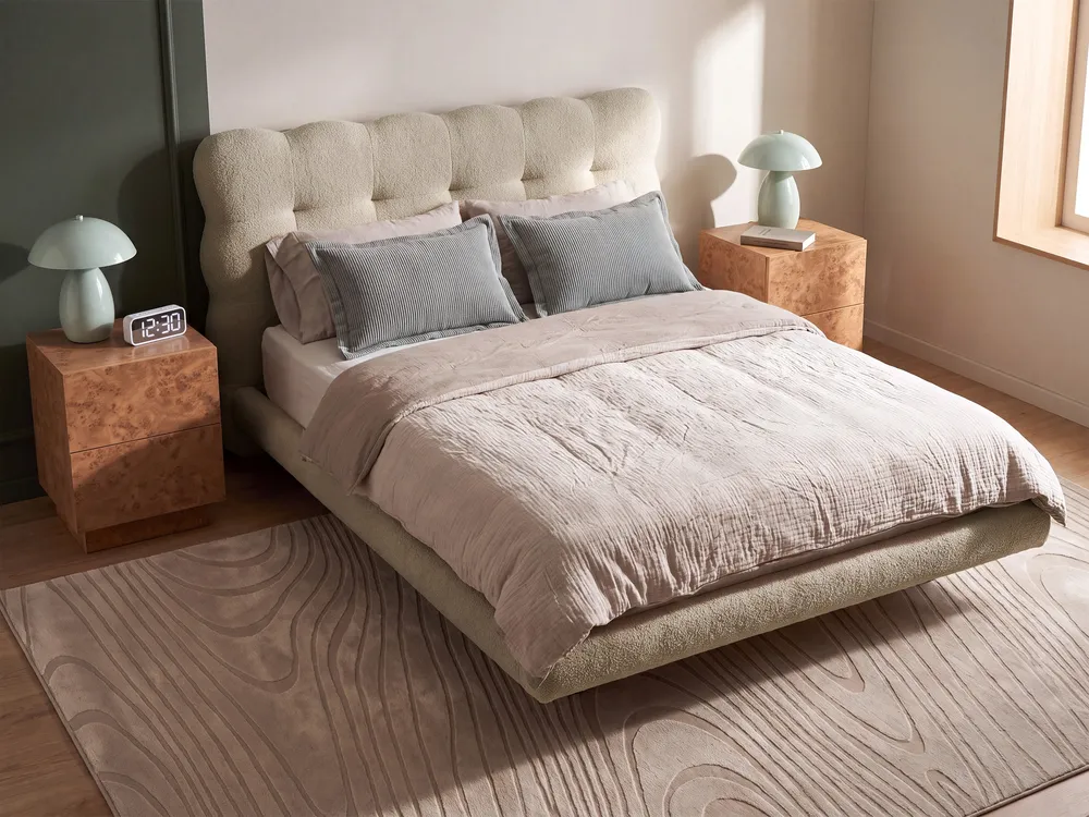 Bed Boucle SOULISSE 140 x 200 cm (EU Double) Beige