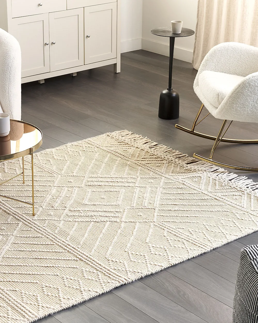 Rug MAVIKENT Beige 160 x 230 cm Wool_1180124