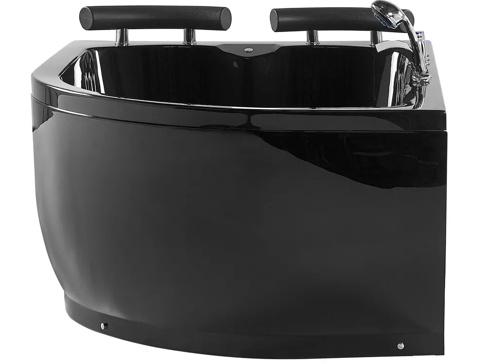 Hörnbubbelbadkar med LED PARADISO 1580 x 1130 mm Svart Högervänd_780449