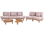 Hagesofa med bord 5-seters ARZELLO Akasietre Lysebrun_1160347