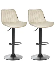 Set med 2 barstolar DUBROVNIK Vridbar Konstläder Ljusbeige_915937