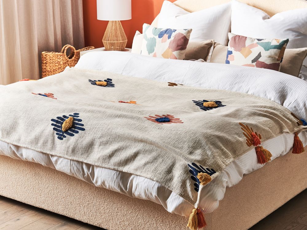 Pläd MUNGER Bomull 130 x 180 cm Beige